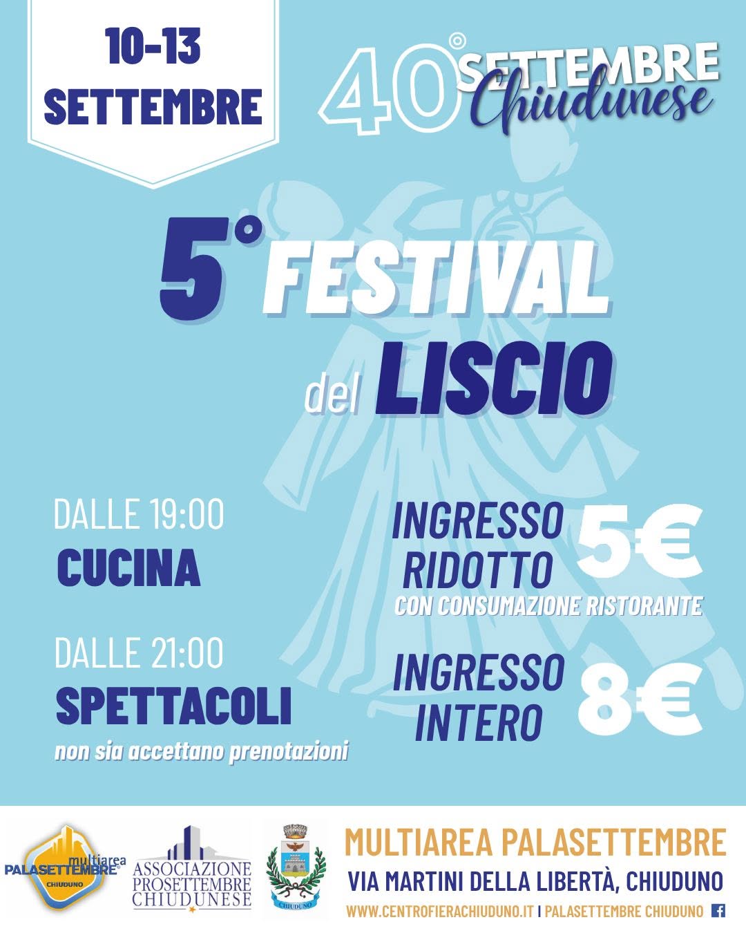 locandina 40° Settembre Chiudunese e 5° Festival del Liscio