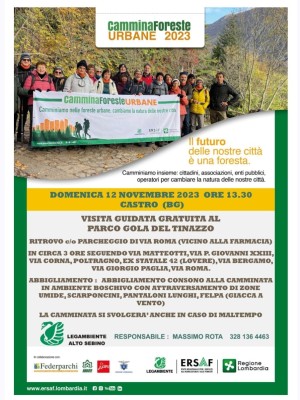 CAMMINA FORESTE 2023 - VISITA GRATUITA AL PARCO GOLA DEL TINAZZO